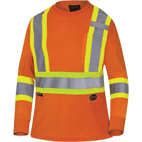 6968 Bird's-Eye Women's Safety T-Shirt, Polyester, X-Small, High Visibility Orange Les Fournitures Industrielles Méga