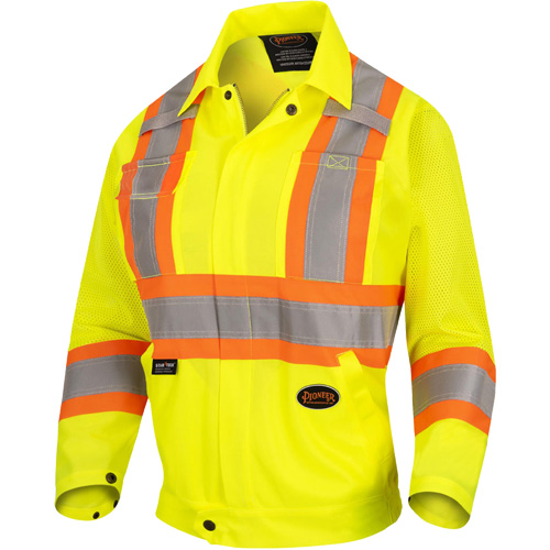 5999JW Women's Traffic Safety Jacket, Polyester, High Visibility Lime-Yellow, X-Small Les Fournitures Industrielles Méga