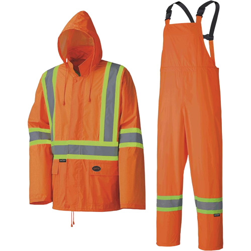 5598 Combinaison de pluie imperm&eacute;able et l&eacute;g&egrave;re, Polyester/PVC, Petit, Orange haute visibilit&eacute; Les Fournitures Industrielles Méga