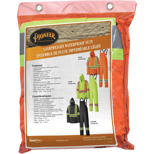 5598 Combinaison de pluie imperm&eacute;able et l&eacute;g&egrave;re, Polyester/PVC, Petit, Orange haute visibilit&eacute; Les Fournitures Industrielles Méga