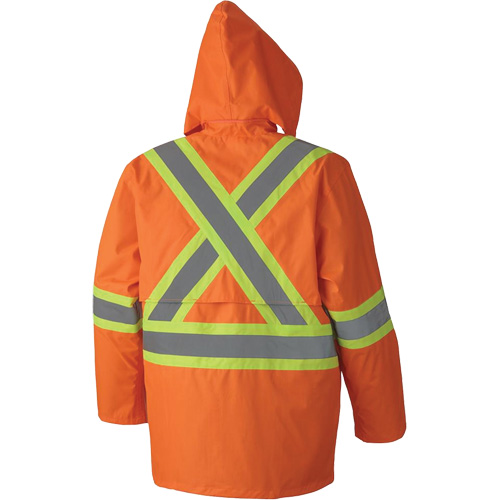5608 210D Waterproof Rain Suit, Polyester/PVC, Small, High Visibility Orange Les Fournitures Industrielles Méga