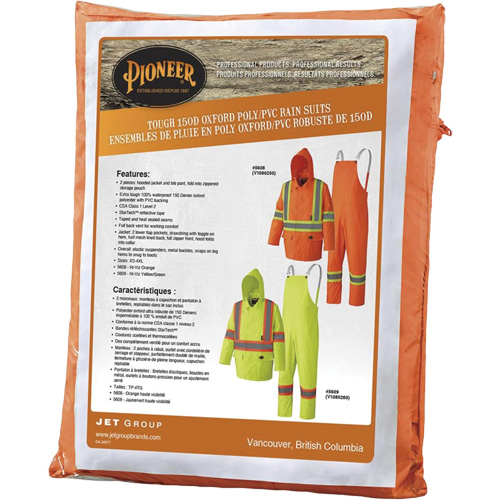 5608 210D Waterproof Rain Suit, Polyester/PVC, Small, High Visibility Orange Les Fournitures Industrielles Méga