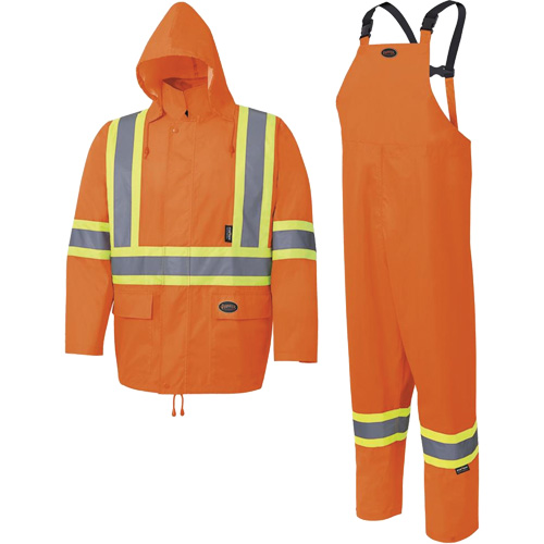 5618 Combinaison de pluie 150D, Polyester/Polyur&eacute;thane, Petit, Orange haute visibilit&eacute; Les Fournitures Industrielles Méga