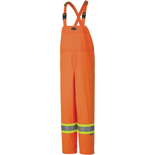 5595 150D Lightweight Waterproof Safety Bib Pants, Polyester, Large, High Visibility Orange Les Fournitures Industrielles Méga