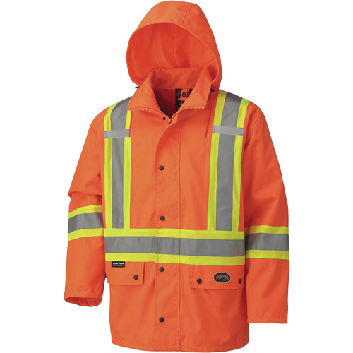 5575A 450D Waterproof Safety Jacket with Detachable Hood, Polyester, High Visibility Orange, Small Les Fournitures Industrielles Méga