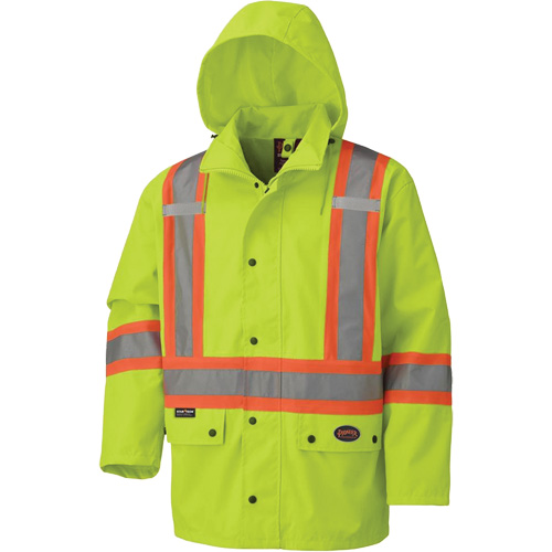 5585A 450D Waterproof Safety Jacket with Detachable Hood, Polyester, High Visibility Lime-Yellow, X-Small Les Fournitures Industrielles Méga