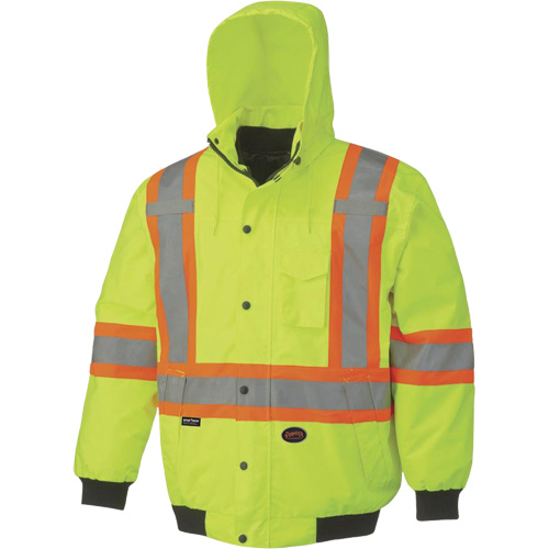 5023 Waterproof 7-in-1 Bomber Jacket, Polyester, High Visibility Lime-Yellow, X-Small Les Fournitures Industrielles Méga