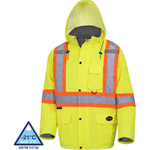 5031 Waterproof Quilted Safety Parka, High Visibility Lime-Yellow, Small Les Fournitures Industrielles Méga
