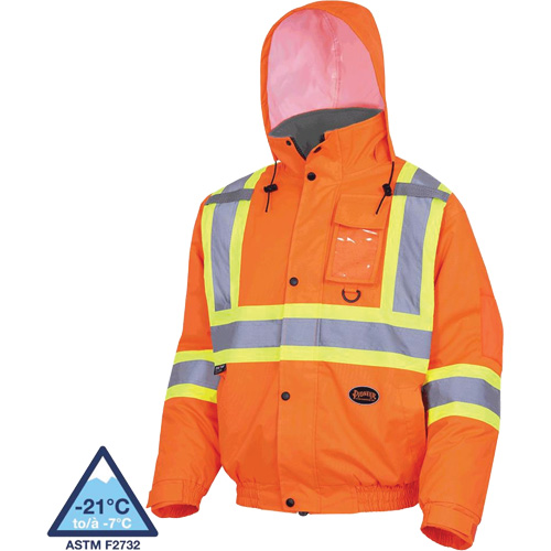 5032 Waterproof Winter Quilted Safety Bomber Jacket, Polyester, High Visibility Orange, Small Les Fournitures Industrielles Méga