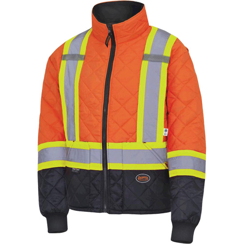 5015 Quilted Freezer Jacket, Polyester, Black/High Visibility Orange, X-Small Les Fournitures Industrielles Méga