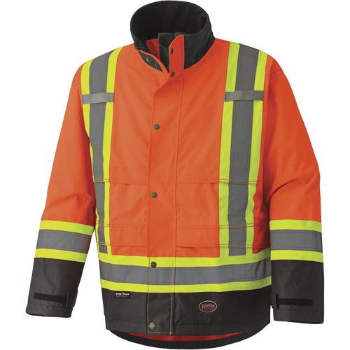 5400 300D Trilobal Ripstop Waterproof Safety Jacket, Polyester, Black/High Visibility Orange, 2X-Large Les Fournitures Industrielles Méga