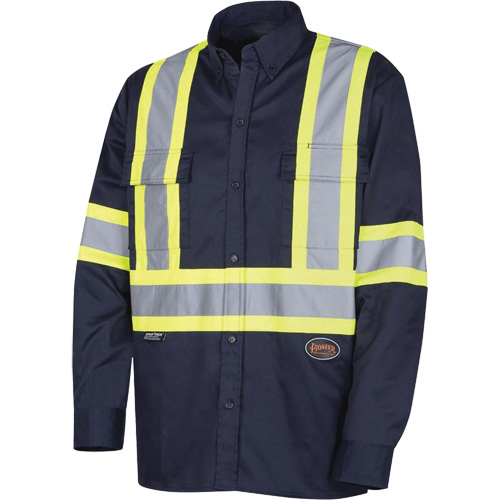 4414 Button-Down Work Shirt, Poly-Cotton, Small, Navy Blue Les Fournitures Industrielles Méga