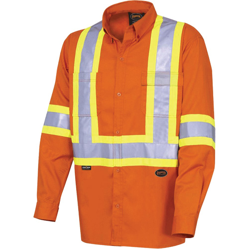 4441 Ultra-Cool Long-Sleeved Safety Shirt, Cotton, Small, High Visibility Orange Les Fournitures Industrielles Méga