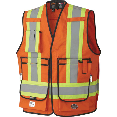 7732 Veste d'arpenteur ignifuge et r&eacute;sistant aux arcs &eacute;lectriques FR-Tech, Petit, Orange haute visibilit&eacute;, 9,7 cal/cm² Les Fournitures Industrielles Méga