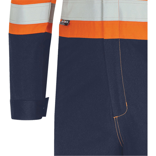 7702BB FR-Tech&reg; 2-Tone Safety Coverall, Size 36, Navy Blue/Orange, 10 cal/cm² Les Fournitures Industrielles Méga