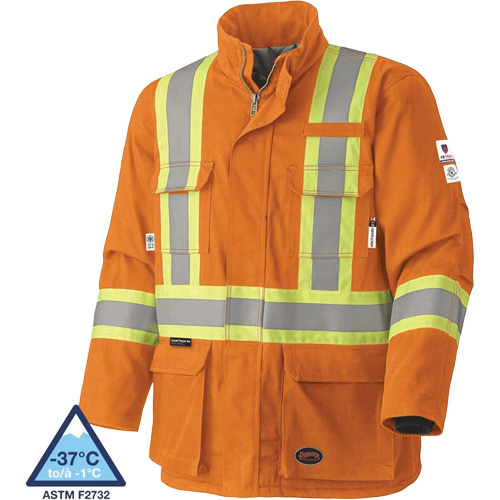 5533 Flame-Resistant Safety Parka, Small, High Visibility Orange, 58 cal/cm² Les Fournitures Industrielles Méga