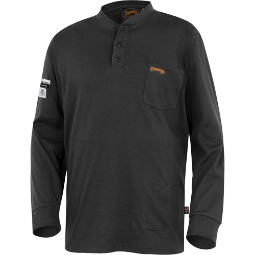 332 FR Interlock Henley Shirt, Small, Black Les Fournitures Industrielles Méga