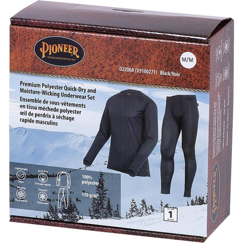 D2200A Premium Quick-Dry & Moisture-Wicking Underwear Set, Men's, X-Small, Black Les Fournitures Industrielles Méga