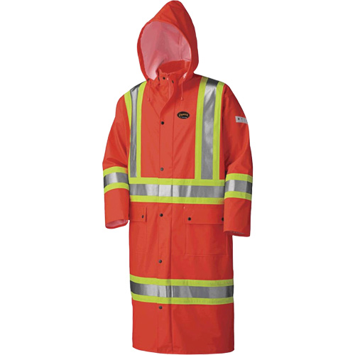 5896 Flame Resistant Waterproof Long Coat, Small, High Visibility Orange Les Fournitures Industrielles Méga
