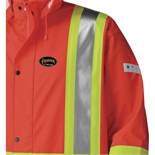 5896 Flame Resistant Waterproof Long Coat, Small, High Visibility Orange Les Fournitures Industrielles Méga