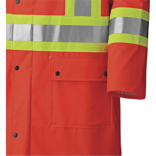 5896 Flame Resistant Waterproof Long Coat, Small, High Visibility Orange Les Fournitures Industrielles Méga