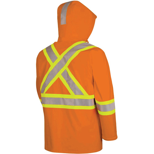 5880 Manteau de pluie ignifuge et protection contre les &eacute;clats d'arc &eacute;lectrique, T-petit, Orange haute visibilit&eacute;, 10 cal/cm² Les Fournitures Industrielles Méga