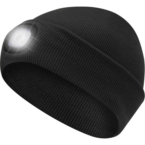 5678 Tuque en tricot avec lampe frontale &agrave; DEL, Doublure en Molleton, Taille unique, Noir Les Fournitures Industrielles Méga