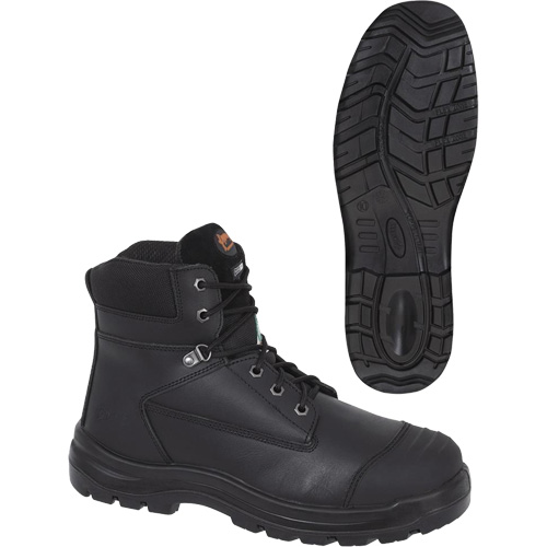 1025 Bottes de travail 6" noires, Cuir, Embout Acier, Taille 10 Les Fournitures Industrielles Méga