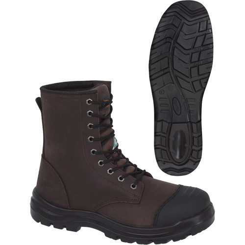1028 Bottes de travail 8" marron, Cuir, Embout Acier, Taille 10 Les Fournitures Industrielles Méga