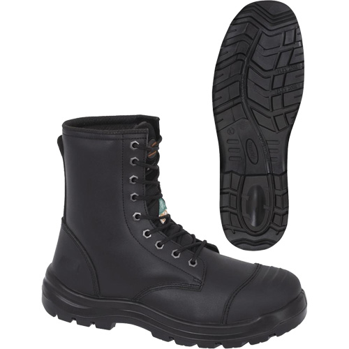 1027 Bottes de travail 8" noires, Cuir, Embout Acier, Taille 10 Les Fournitures Industrielles Méga