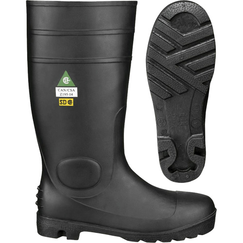 1022 Safety Boots, PVC, Steel Toe, Size 10, Puncture Resistant Sole Les Fournitures Industrielles Méga