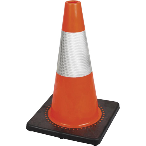 181 C&ocirc;ne de s&eacute;curit&eacute; flexible de premi&egrave;re qualit&eacute;, 18", Orange, Bande(s) r&eacute;fl&eacute;chissante(s) 6" Les Fournitures Industrielles Méga