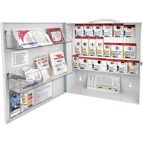 Armoire pour premiers soins SmartCompliance, R&eacute;pond &agrave; la norme CSA Z1220-17 type 2 environnements &agrave; faible risque, Petit (2-25 travailleurs) Les Fournitures Industrielles Méga
