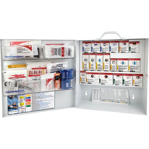 Armoire pour premiers soins SmartCompliance, R&eacute;pond &agrave; la norme CSA Z1220-17 type 3 environnements &agrave; haut risque, Petit (2-25 travailleurs) Les Fournitures Industrielles Méga