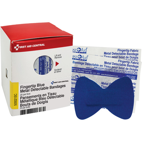Fingertip Blue Detectable Bandages, Fingertip, Fabric Metal Detectable, Sterile Les Fournitures Industrielles Méga