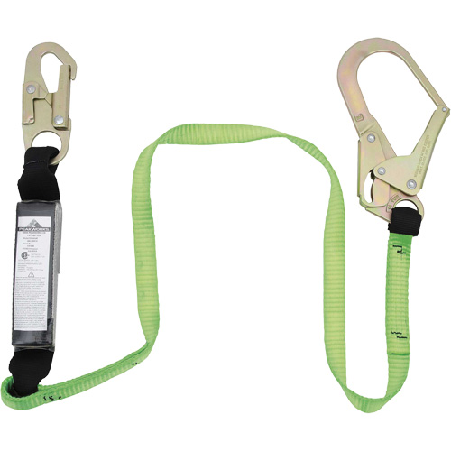 SA-5402-4 Shock Absorbing Lanyard, 4', Rebar Hook Center, Snap Hook Leg Ends, Polyester Les Fournitures Industrielles Méga