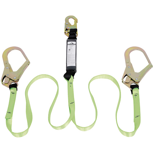 SA-54022-6 Shock Absorbing Lanyard, 6', Rebar Hook Center, Snap Hook Leg Ends, Polyester Les Fournitures Industrielles Méga