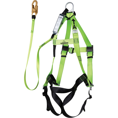 FBH-10000A6440-6 Contractor Series Safety Harness with Shock Absorbing Lanyard, Harness/Lanyard Combo Les Fournitures Industrielles Méga