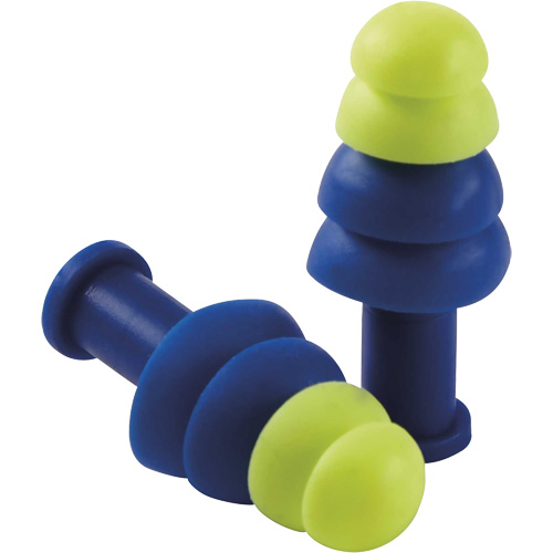 Reusable Tapered Earplugs, Uncorded, Bulk - Box, 27 dB NRR, One-Size Les Fournitures Industrielles Méga