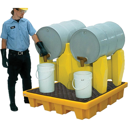 Syst&egrave;me de confinement Ultra-Drum avec drain pour 2 barils, 53" lo x 53" la x 44,8" ha, 1500 gal. US Capacit&eacute; Les Fournitures Industrielles Méga