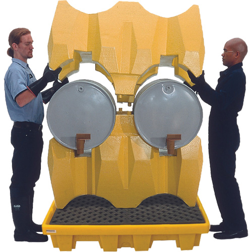 Syst&egrave;me de confinement Ultra-Drum sans drain pour 4 barils, 53" lo x 53" la x 77,8" ha, 3000 gal. US Capacit&eacute; Les Fournitures Industrielles Méga