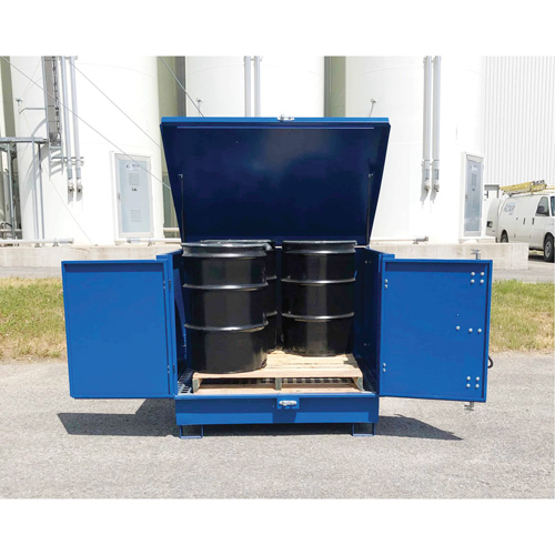 Palette de d&eacute;versement en acier avec couvercle rigide S-4 Ultra, 61" lo x 54,4" la x 52" h, Capacit&eacute; de charge 4700 lb Les Fournitures Industrielles Méga