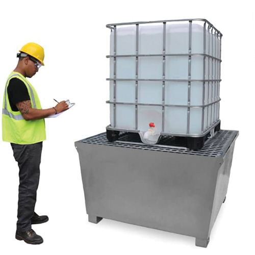 Steel Ultra-IBC Spill Pallet&reg;, 370 US gal. Spill Capacity, 57.6" x 34.7" x 56.9" Les Fournitures Industrielles Méga