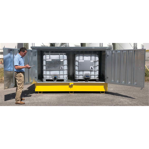 Ultra-Twin IBC en acier avec couvercle rigide, 123,4" lo x 73,4" la x 66,4" h, Capacit&eacute; de charge 12250 lb Les Fournitures Industrielles Méga