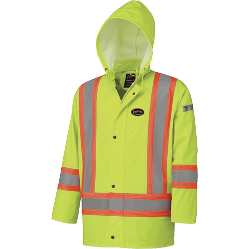 5894 Veste imperm&eacute;able r&eacute;sistant &agrave; la flamme, 2T-Grand, Jaune lime haute visibilit&eacute; Les Fournitures Industrielles Méga