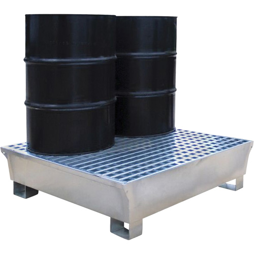 Ultra-Spill Pallet en acier, 2 barils, Capacit&eacute; de d&eacute;versement 68 gal. US, 47,2" x 31,4" x 17,4" Les Fournitures Industrielles Méga