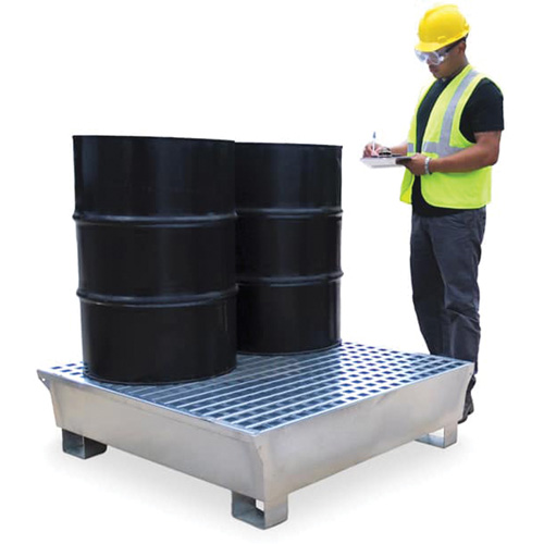 Ultra-Spill Pallet en acier, 4 barils, Capacit&eacute; de d&eacute;versement 68 gal. US, 49,1" x 47,1" x 10,9" Les Fournitures Industrielles Méga