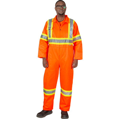 Unlined Safety Coveralls, Medium, High Visibility Orange Les Fournitures Industrielles Méga
