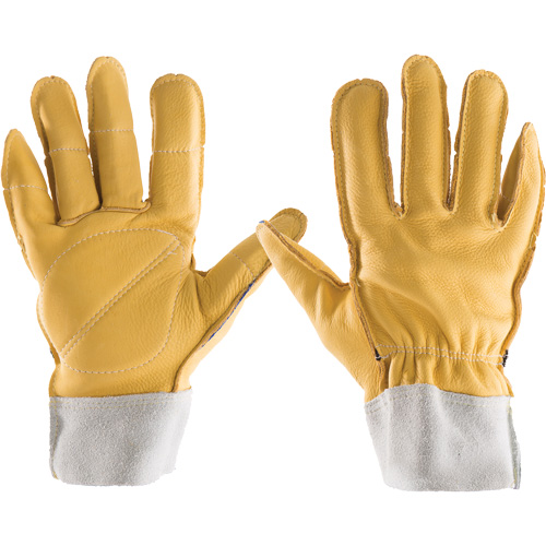 Gants tout cuir, 7/Petit, Paume en Cuir fleur, Poignet &eacute;lastique Les Fournitures Industrielles Méga