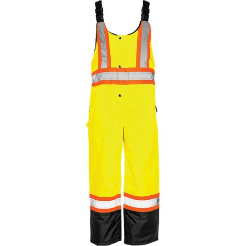 TO1 Winter Traffic Overalls, Polyester, Small, Black/High Visibility Lime-Yellow Les Fournitures Industrielles Méga